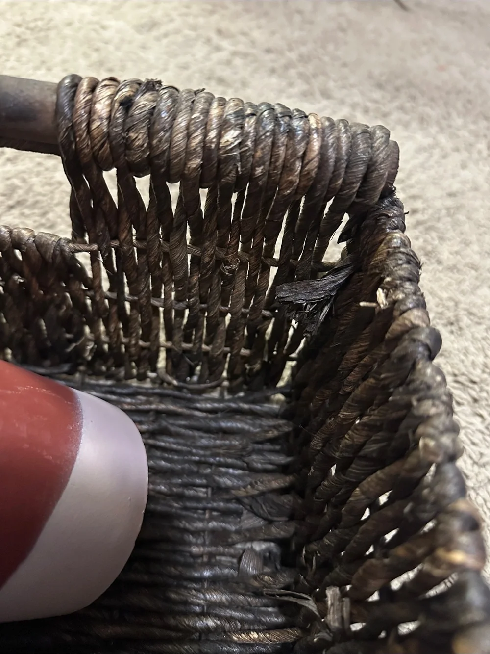 Woven Storage Basket and Faux Plants